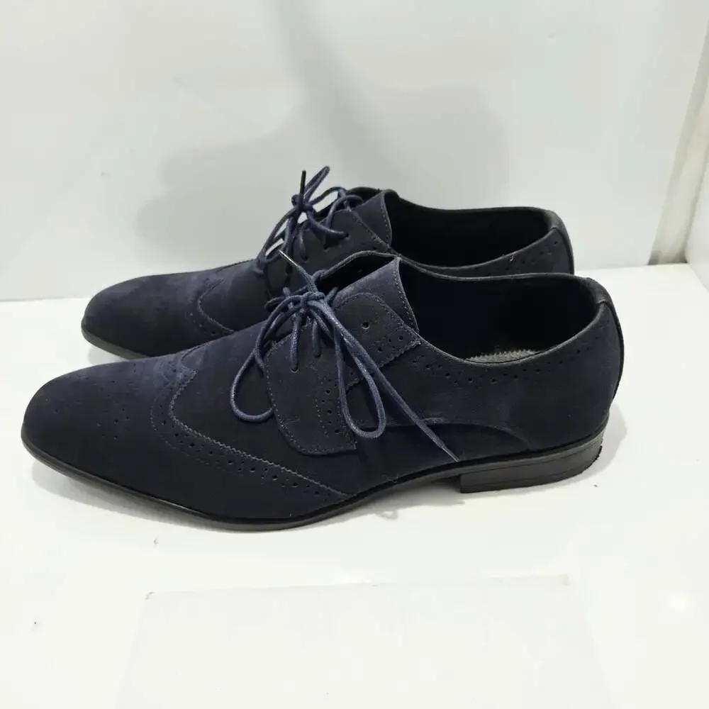 Bravo King-3 Dress Shoe Size 15W Blue Suede Oxford